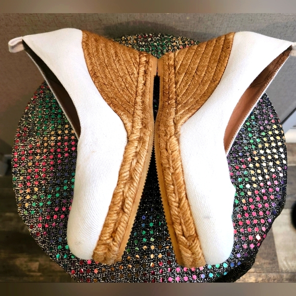 Viscata Barcelona white and tan Espadrille Wedges Size 39(9) EUC - Picture 5 of 11